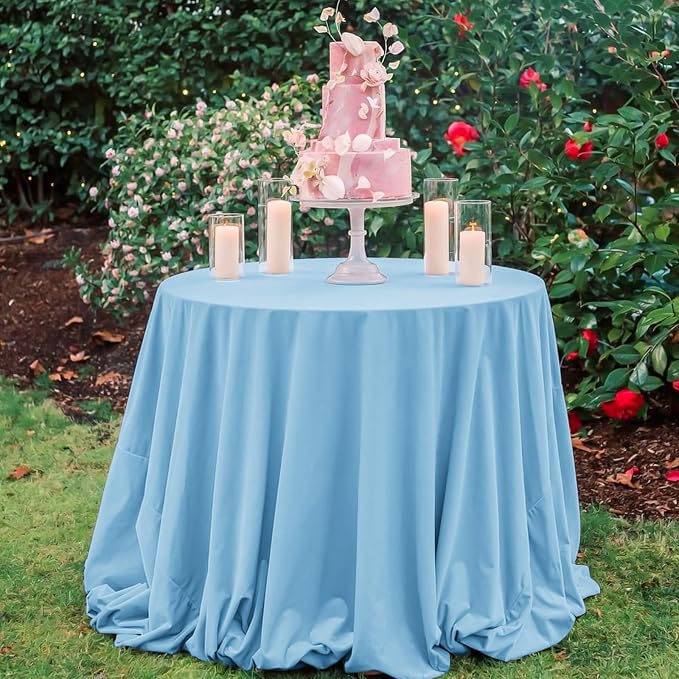 10 Packs 90 Inch Light Blue Round Polyester Tablecloths | Table Cover for Round Tables, Stain and Wrinkle Resistant Washable Table Cloth, Perfect for Wedding Banquet Parties - Image 7