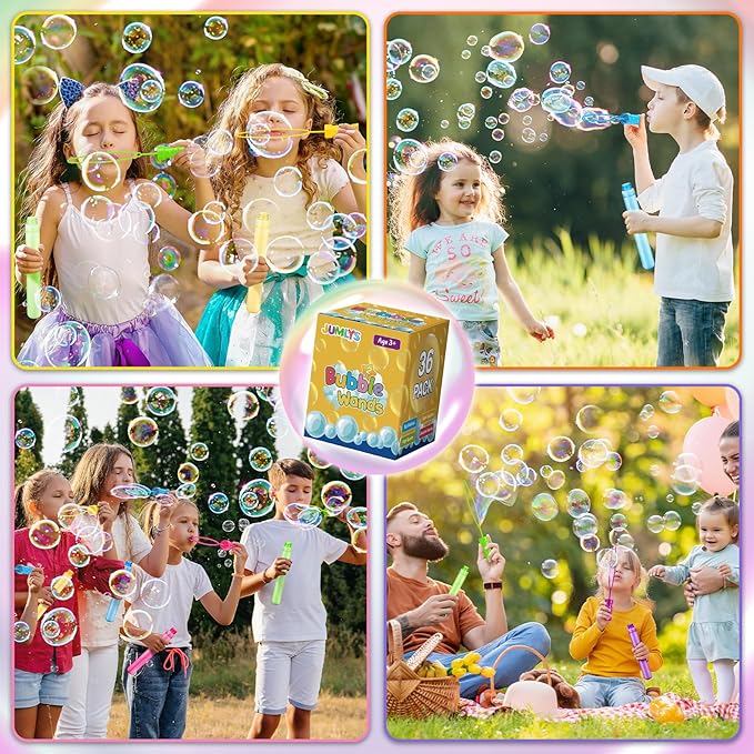 Jumlys 36 Pack Big Bubble Wands Bulk in 6 Colors, Bulk Party Favors for Kids, Ideal for Easter, Summer, Halloween, Valentine, School Classroom Prizes for Boys & Girls, Ideal Goodies Bags Stuffers