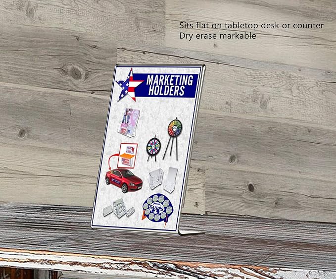 12 Pack Table Tent Sign Holder 4" x 6" Side Loading Advertisement Literature Small Flyer Frame Printed Material Display Countertop Clear Acrylic by Marketing Holders - Image 5