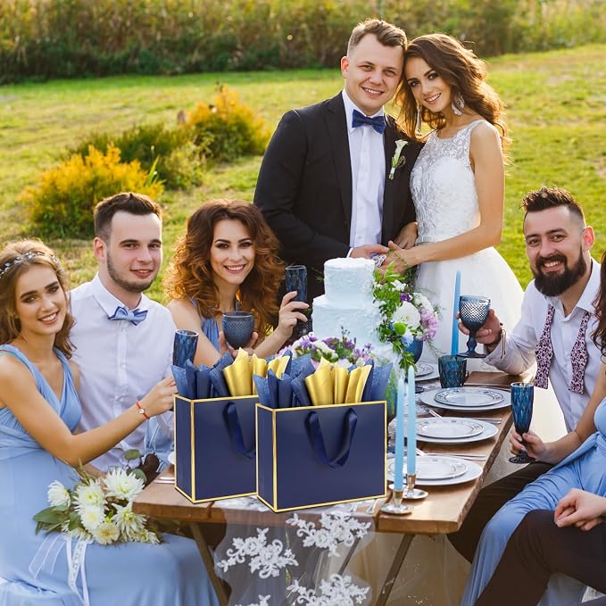 Addblu 12 Pack Navy Blue Large Gift Bags with Handles & 36 Tissue Papers | 11.8x10x4 Inches for Thank You, Weddings, Groomsmen, Baby Showers, Birthdays, Christmas & Holidays - Image 7