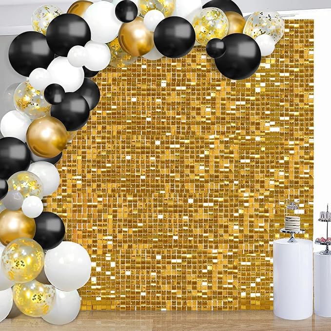 Gold Shimmer Wall Backdrops Sequin Panel Backdrop 36 Panels Birthday Wedding Background Decoration Wall - Image 7