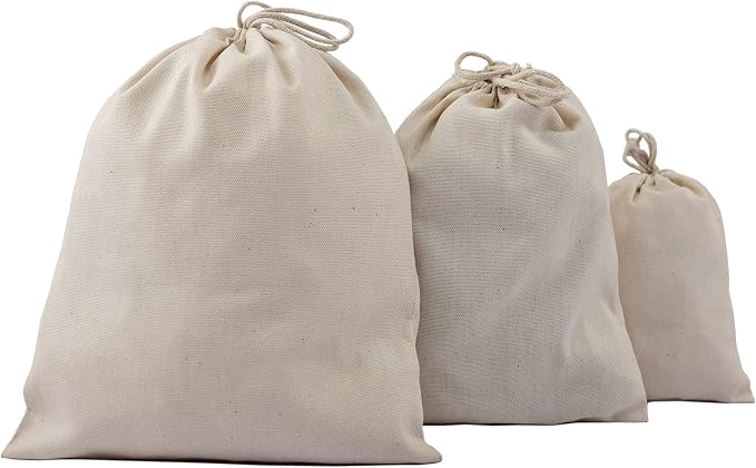 8x12 inches 100% Cotton Canvas, Biodegradable and Reusable Premium Quality Muslin Drawstring Produce Bags (Pack Of 50) - Image 6