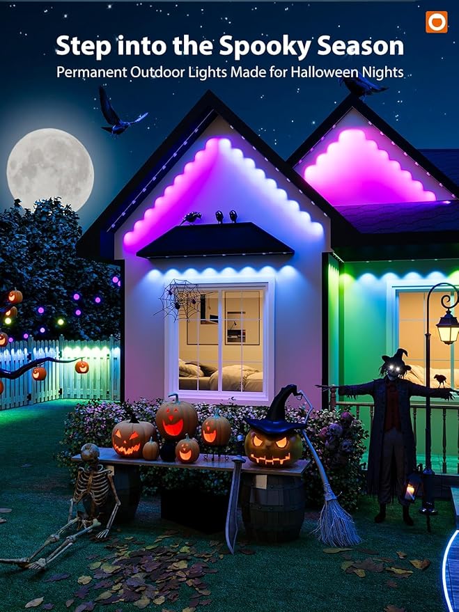 addlon Permanent Outdoor Lights, Smart RGB+IC LED Lights for House & Outdoor Decor, App & Remote Control, Scene Modes, IP67 Waterproof for Christmas, Holiday, Valentine's Day Decorations, 200FT