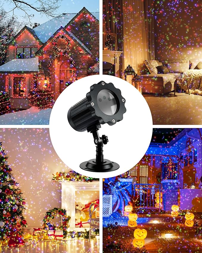 JACKYLED Christmas Projector Lights Outdoor, 3 Color Firefly Laser Lights with Remote Control, Outdoor Projector for Christmas House Decorations, 1-Pack