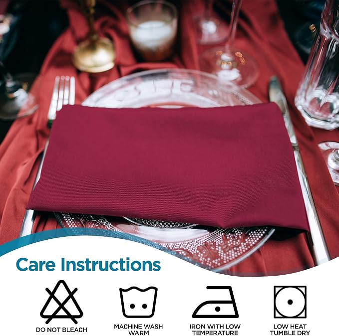 Leading Linens 10 pcs Burgundy 20"x20" Polyester Cloth Napkins | Premium, soft, & durable square linen napkins, perfect for weddings, dining, restaurants, & parties. Washable. - Image 6
