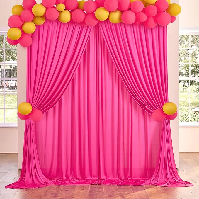 20x10ft Hot Pink Backdrop Curtains for Parties, 4 Panels 5x10ft Wrinkle-Free Polyester Background Curtains for Wedding, Birthday, Baby Shower,Graduation, Decorations - Image 6