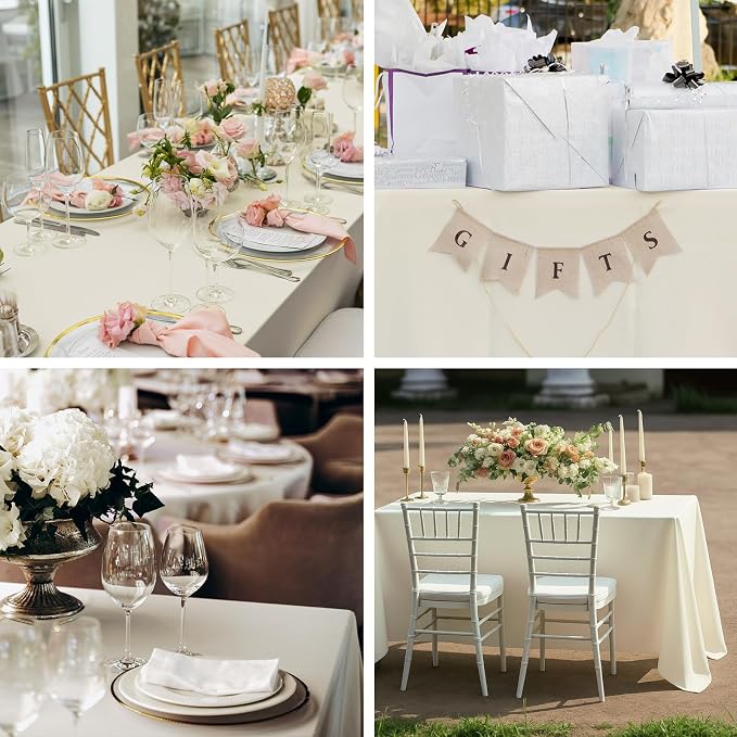 Fixwal 2 Pack 60 x 102 Inch Tablecloths Rectangle Ivory Table Cover | Polyester Fabric,Reusable, Machine Washable And Ironable, Ideal For Party, Banquet And Dining - Image 7