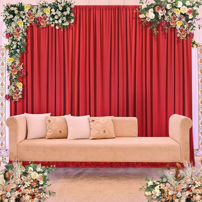 20ft×8ft Wrinkle Free Red Backdrop Curtain for Party, 4 Panels 5×8ft Thick Silky Polyester Red Photo Backdrop Drapes Curtains for Birthday Baby Shower Themed Parties Wedding Photography - Image 8