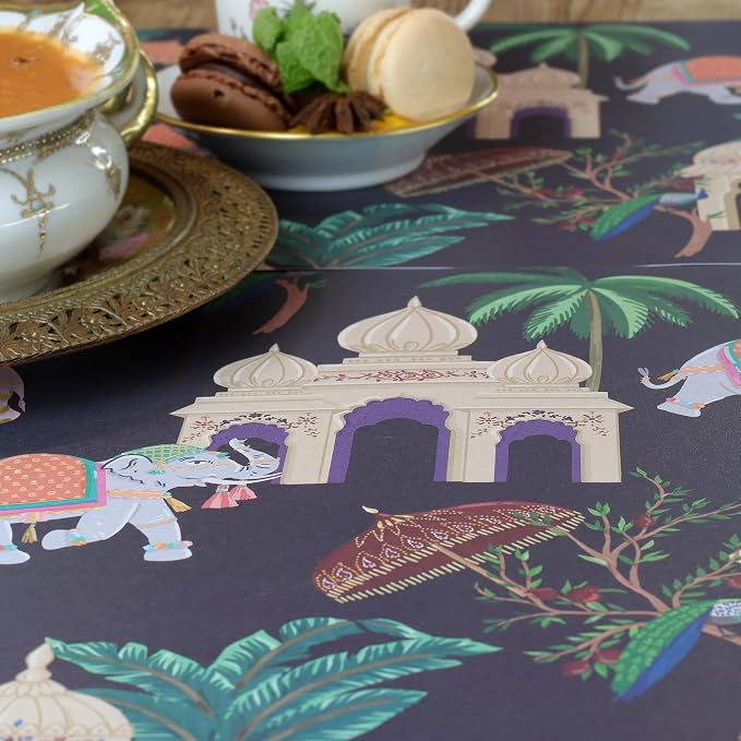 Paper Placemats Design – Temple Dreams Exotic Palace – Malabar Home | Premium Thick Paper | 25-Sheet Tear-Off Pad | Disposable | Reusable | Spill Resistant | Eco-Friendly Soy Ink | 17"x11" - Image 4