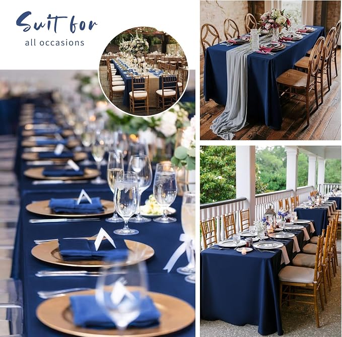 Pesonlook 12 Pack Navy Blue Rectangular Tablecloth 60 x 102 Inch | for 6ft Tables,Washable Reusable Polyester Fabric Tablecloth Navy Blue Table Cover for Wedding,Banquet,Event,Party - Image 7