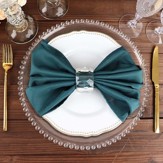 Tableclothsfactory Premium Pack of 5 Premium Peacock Teal 20" x 20" Washable Polyester Napkins Great for Wedding Party Restaurant Dinner Parties - Image 9