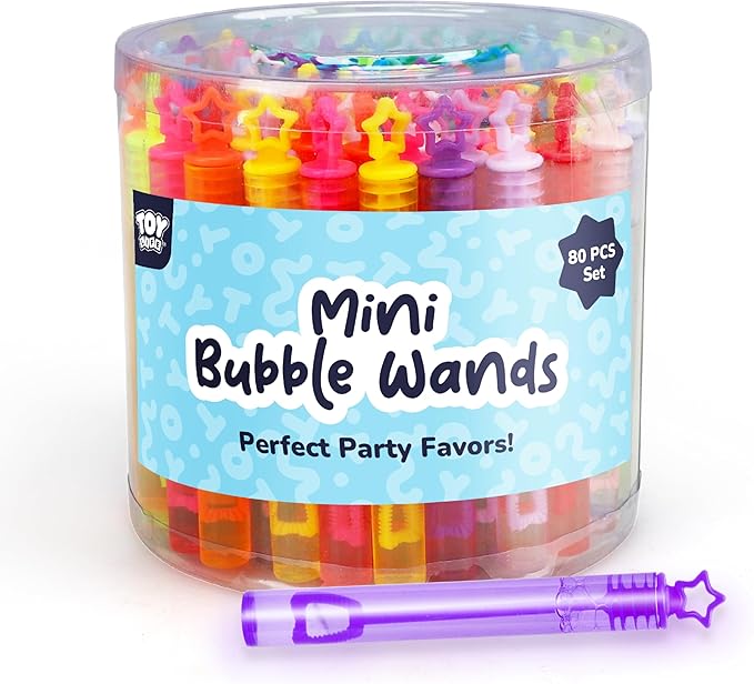 TOY Life 80 Pcs Neon Bubbles Party Favors For Kids, Mini Star Bubble Wand Bulk In Gift Box as Goody Bags Stuffer, Classroom Giveaways, Carnival Prizes Toy, Birthday Treats, Party Supplies For Toddlers