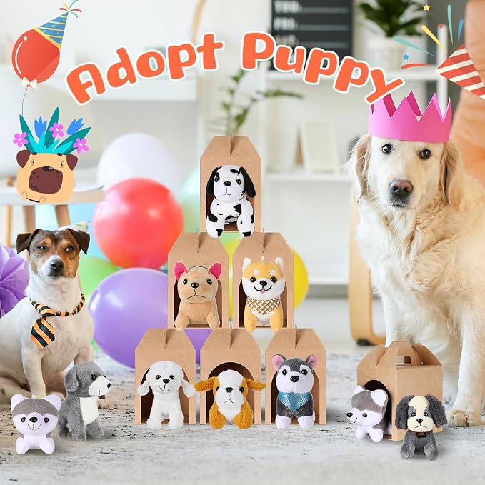 Patelai 32 Pcs Dog Party Supplies Include 16 Mini Plush Dogs Stuffed Puppy and 16 Foldable Kraft Puppy Boxes for Dog Party Pet Supplies Gifts(Novel) - Image 7