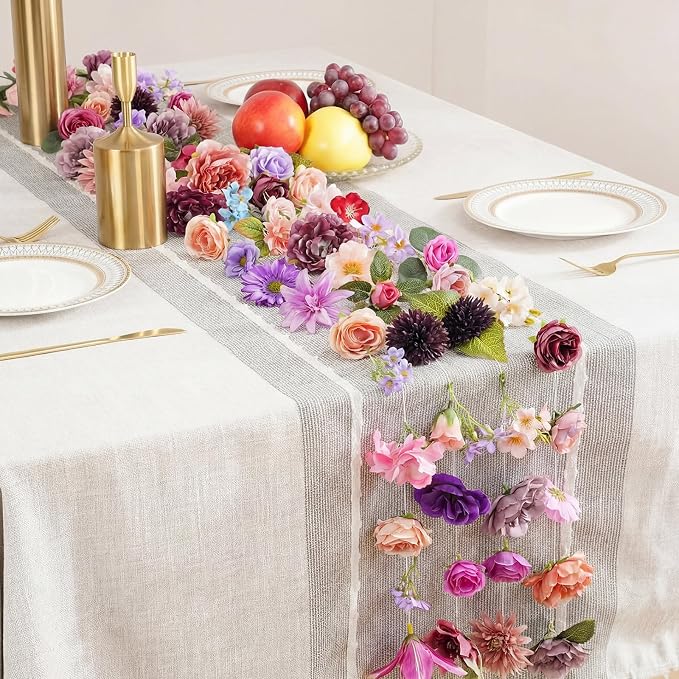 Suncalla 6 Pcs Floating Flowers Garland 35.46 Ft Faux,Classic,Purple | Hanging Garland for Wedding Backdrop Wall Arch, Boho Artificial Vines Bridal Birthday, Garden Photo Booth Decoration - Image 7