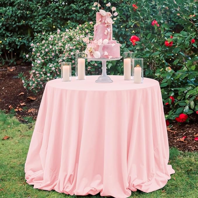 10 Packs 90 Inch Pink Round Polyester Tablecloths | Table Cover for Round Tables, Stain and Wrinkle Resistant Washable Table Cloth, Perfect for Wedding Banquet Parties - Image 7