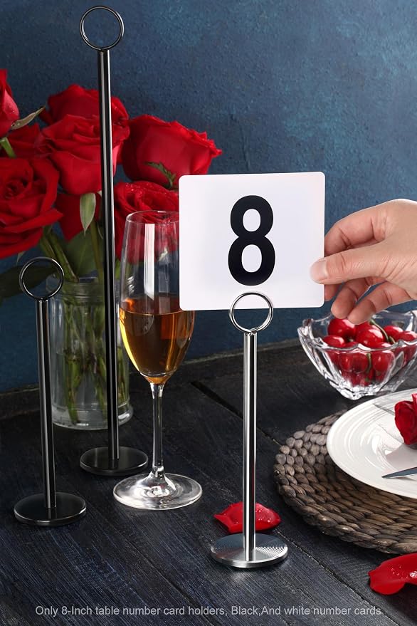 New Star Foodservice Ring Clip Table Card Holders with Number Cards 1-24, 8", Set of 24, Black - Image 9