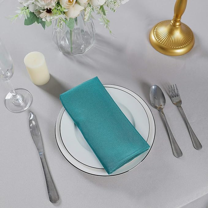 Cloth Napkins 20x20 inch Washable Polyester Dinner Napkins Soft Table Napkins for Wedding Party Dining Banquet(Teal,50PCS) - Image 7