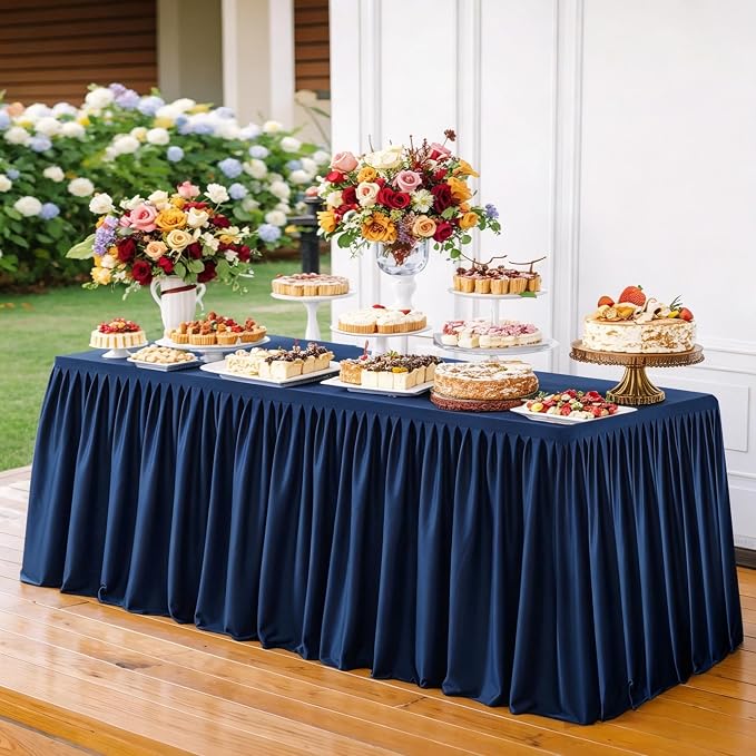 Wish Care 6 Pack Navy Blue Rectangle Table Clothes for 8 Foot Tables, Polyester Fitted Tablecloths 8ft Stretch Table Cover for Wedding, Birthday, Parties, Trade Show, Craft Show - Image 7