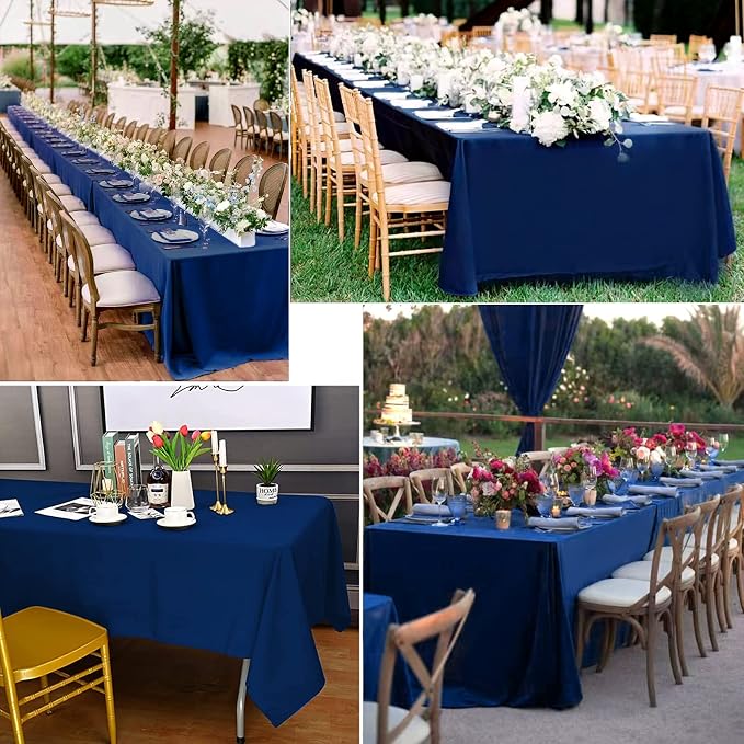 12 Pack Navy Blue Tablecloths for 8ft Tables-60 x 126 Inch | Polyester Table Cover, Stain and Wrinkle Resistant Washable Fabric Table Cloth, Perfect for Wedding Banquet Parties - Image 7