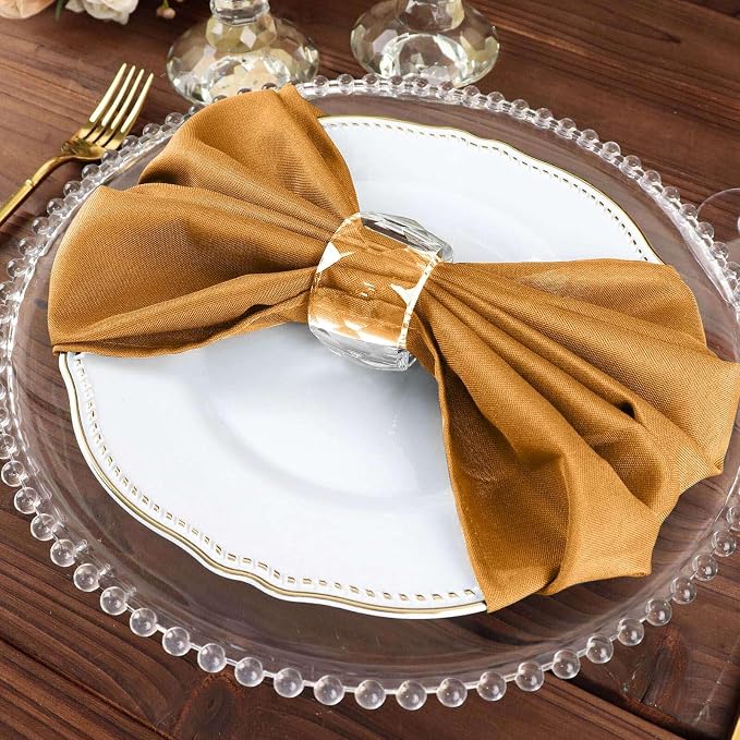 Tableclothsfactory Premium Pack of 100 Premium Gold 20" x 20" Washable Polyester Napkins Great for Wedding Party Restaurant Dinner Parties for Party & Decorations - Image 9