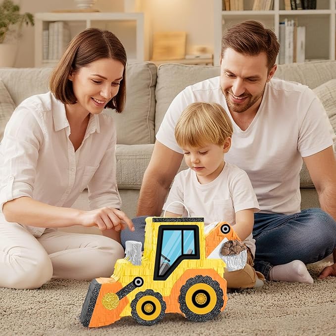 WERNNSAI Construction Pinata - Construction Party Supplies Dump Truck Pinata with Blindfold and Bat for Boys Kids Tractor Excavator Theme Birthday Party Game Decorations