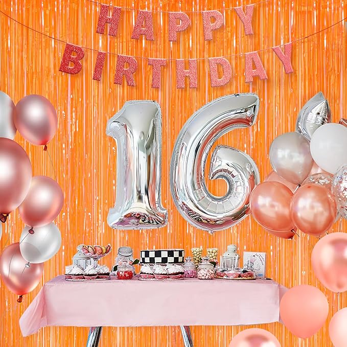 Orange Metallic Tinsel Foil Fringe Curtains, 2 Pack 3.3x8.3 Feet Party Streamer for Birthday Party Decorations, Halloween Decor, Foil Curtain for Bachelorette Party