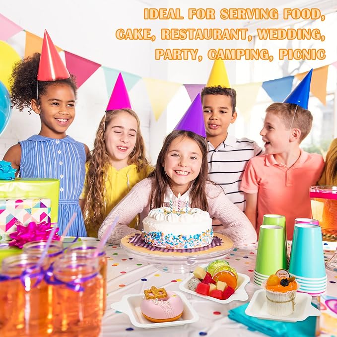 Remerry 600 Pcs Small Paper Plates Bulk for Dessert, 4.45 x 5.24 Inch | White Paper Disposable Plates Square Party Cake Snack Sugarcane Bagasse Fiber Wedding Birthday Dinner Graduation Pet Feeding - Image 6