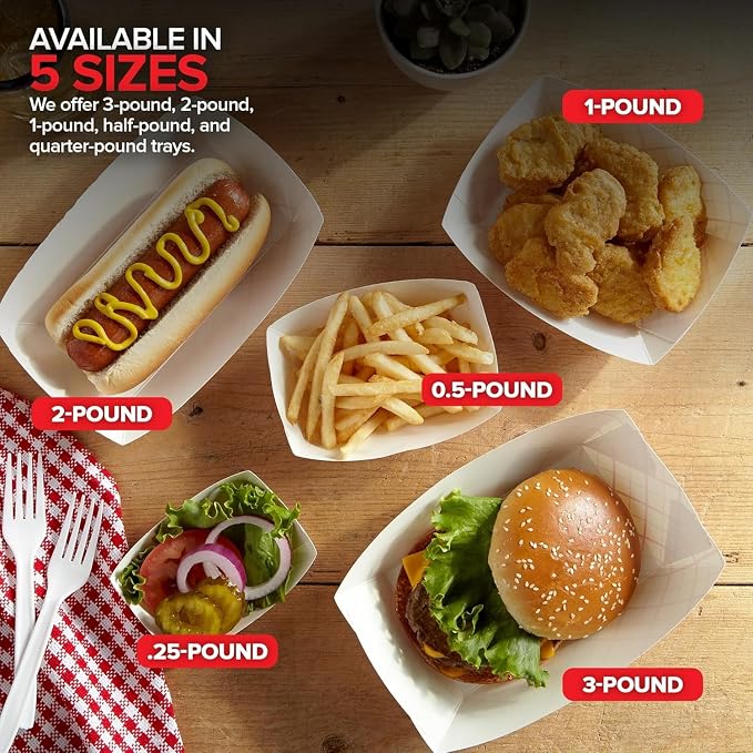 Paper Food Boats (500 Pack) – 1 lb Disposable Red & White Checkered Serving Trays for Concession Items, Nachos & Condiments - Image 6