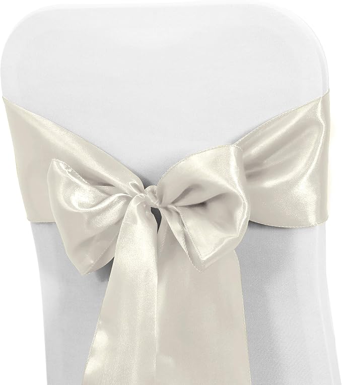 Obstal 50 PCS Satin Chair Sashes Bows for Wedding Reception- Universal Chair Cover Back Tie Supplies for Banquet, Party, Hotel Event Decorations - Image 2