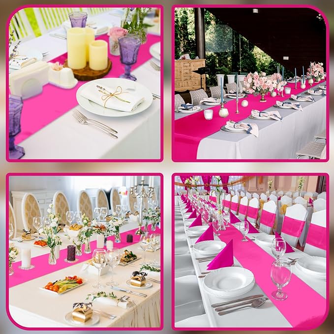 12 Pcs Hot Pink Satin Table Runners Bulk, 12 x 108 Inch | Runners for Table, Smooth Fabric Tablecloth, Wedding Banquet, Birthday Party, Fall Decorations, Halloween Christmas Party - Image 7