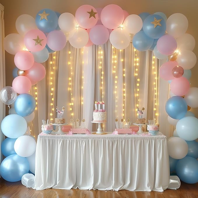 Fomcet Tulle Backdrop Curtains with Lights Sheer White Curtain10x10ft | Tulle Curtains Backdrop Sheer Backdrop Curtains for Parties, Wedding Birthday Baby Shower Photo Shoot Decors(2 Panels 5x10ft) - Image 7