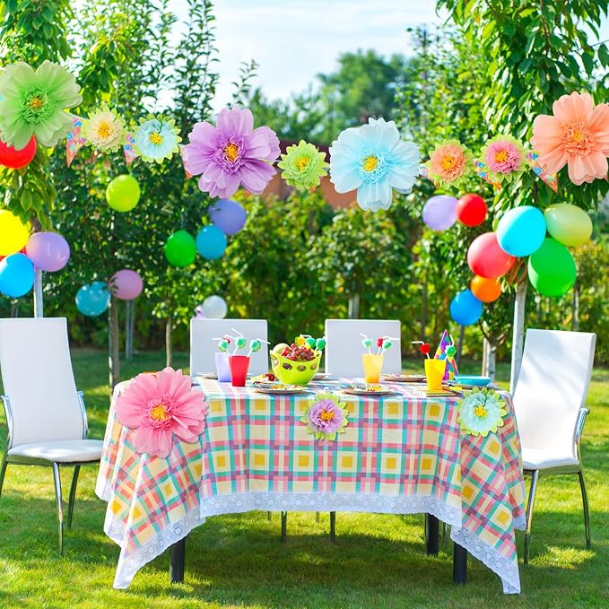 TaoBary Giant Tissue Paper Flowers, 20",10", Pastel Color, 24 Pcs | Complete 2 Size Set, Pre-folded for Easy Shaping, Mexican Paper Pom Poms, Lightweight for Fiesta and Birthday Wall Decor - Image 7