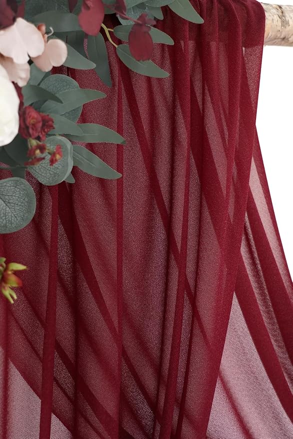 Olalaka Burgundy Artificial Wedding Arch Flowers Kit (Pack of 3) with 26Ft Burgundy Shiny Arch Draping Fabric for DIY Wedding Party Ceremony Reception Backdrop Floral Decoration - Image 8