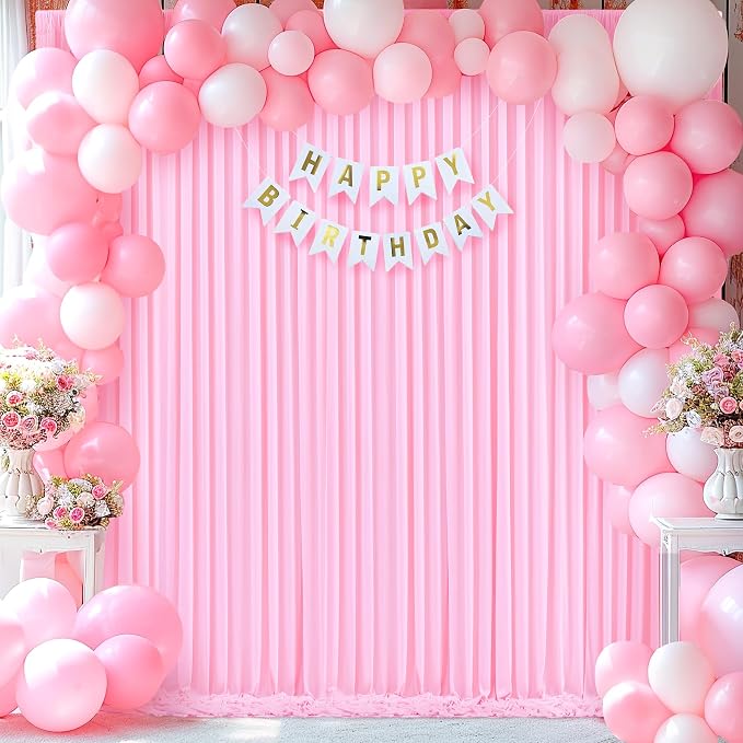 10ft x 7ft Pink Backdrop Curtain for Parties Light Pink Wrinkle Free Backdrop Drapes Panels for Baby Shower Wedding Birthday Photo Gender Reveal Photography Polyester Fabric Background Decoration - Image 9