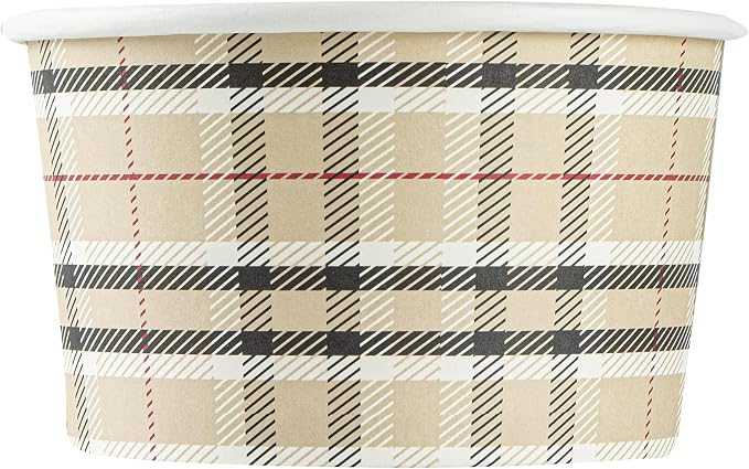 Restaurantware Coppetta 12 Ounce Dessert Cups, 200 Disposable Ice Cream Cups - Lids Sold Separately, Sturdy, Plaid Paper FroYo Bowls, For Hot And Cold Foods, Perfect For Gelato Or Mousse - Image 16