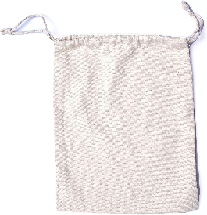 8"x10" COTTON DOUBLE DRAWSTRING MUSLIN BAGS (natural color)- Set Of 50 - Image 6