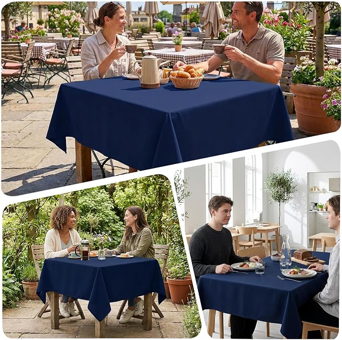 8 Pack Navy Blue Square Tablecloth 54x54 Inch Table Cloth for Square Tables, Wrinkle Resistant Washable Polyester Fabric for Dining Banquet Wedding Party - Image 7