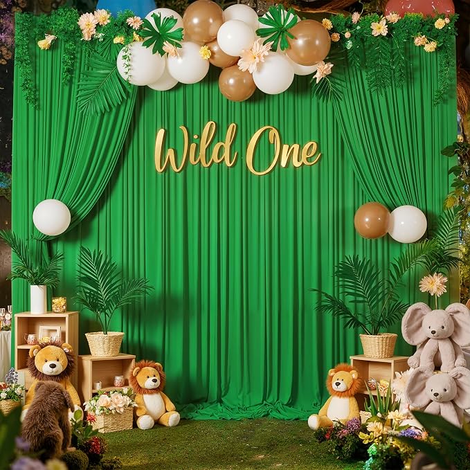 20 ft x 10 ft Wrinkle Free Green Backdrop Curtain for Parties, 4 Panels 10ft Polyester Green Photo Backdrop Drapes for Graduation Birthday Wedding Party Stage Curtains - Image 7