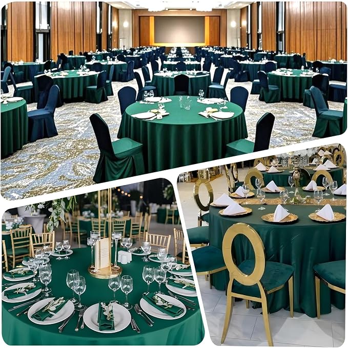 8 Pack Green Round Tablecloth, 120 Inch | Wrinkle Resistant Table Cloth, Washable, Polyester Fabric, For 4Ft-7Ft Round Table, For Dining Banquet Wedding Party - Image 7