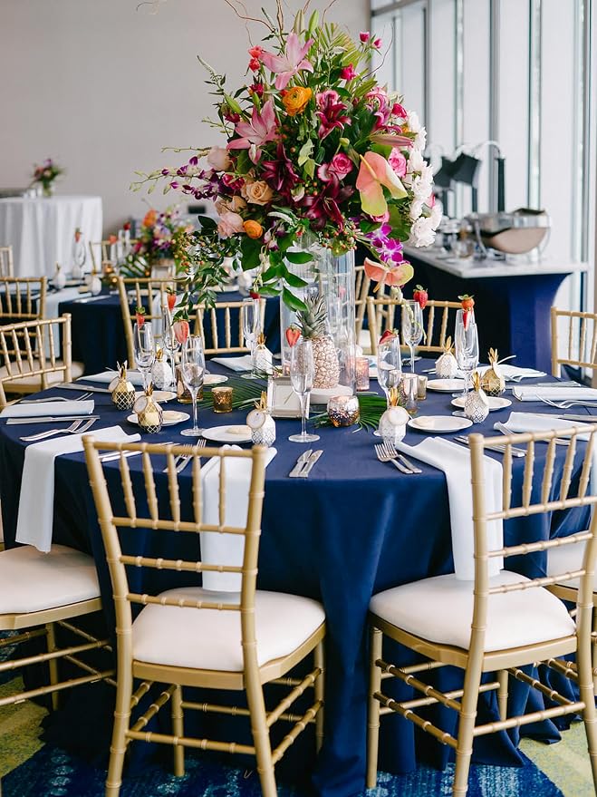 10 Packs 90 Inch Navy Blue Round Polyester Tablecloths | Table Cover for Round Tables, Stain and Wrinkle Resistant Washable Table Cloth, Perfect for Wedding Banquet Parties - Image 7