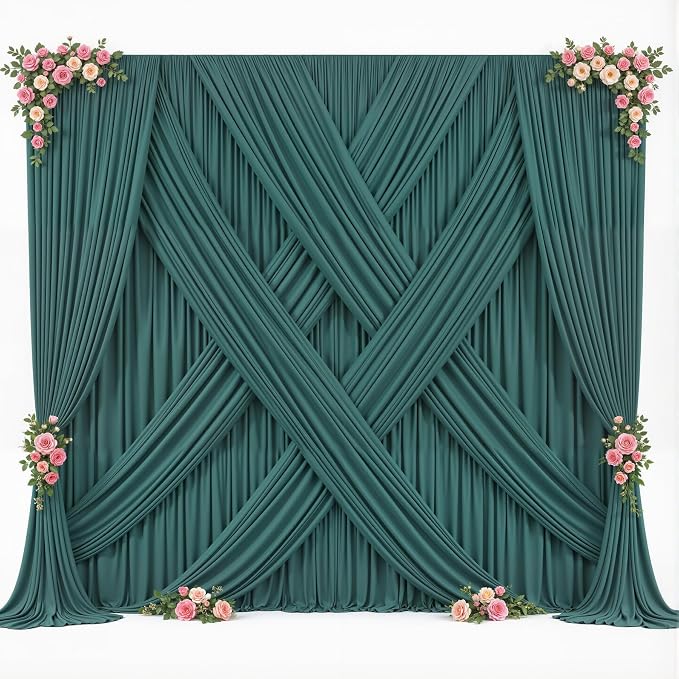 40ft x 10ft Hunter Green Backdrop Curtain for Parties Dark Green Wrinkle Free Backdrop Drapes Panels for Baby Shower Birthday Party Photo Photography Polyester Fabric Background Decoration - Image 9