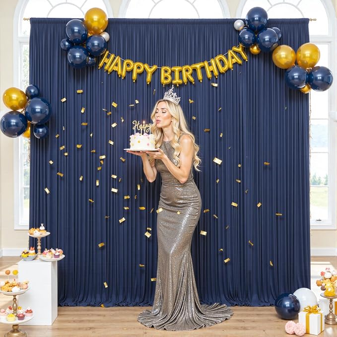 10ft x 10ft Navy Blue Backdrop Curtain for Parties Wedding Wrinkle Free Backdrop Drapes Panels for Baby Shower Gender Reveal Birthday Photo Photography Polyester Fabric Background Decoration - Image 9