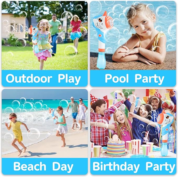 Unicorn Bubble Machine Wand for Kids Toddlers Age 1 2 3 4 5 6 7 8 Years Old Cute Birthday Party Easter Day Gift with Music&Light Baby Outdoor Outside Toy Game for Little Girl Boy Include Solution Blue