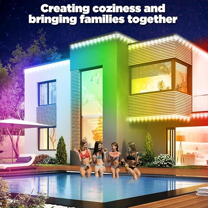 RGB Permanent Outdoor lights, 100FT Smart LED Eaves Lights with APP/Remote Control, IP67 Waterproof Outdoor Lights for House - Ideal for Christmas, Halloween, Party, Garden, Patio Home Decoration