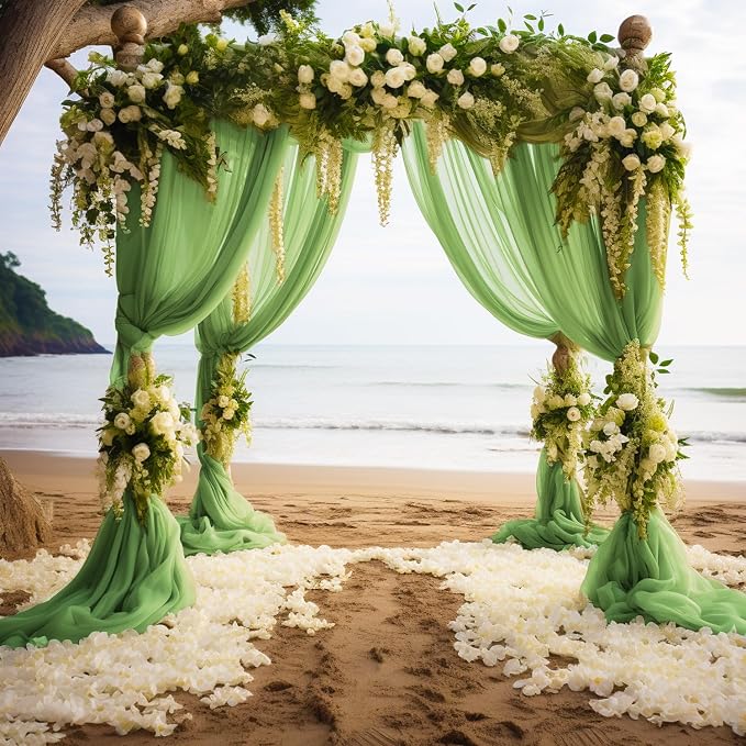 Wokceer Wedding Arch Draping Fabric Backdrop Drapes 6 Panels, Sage Green - Image 6