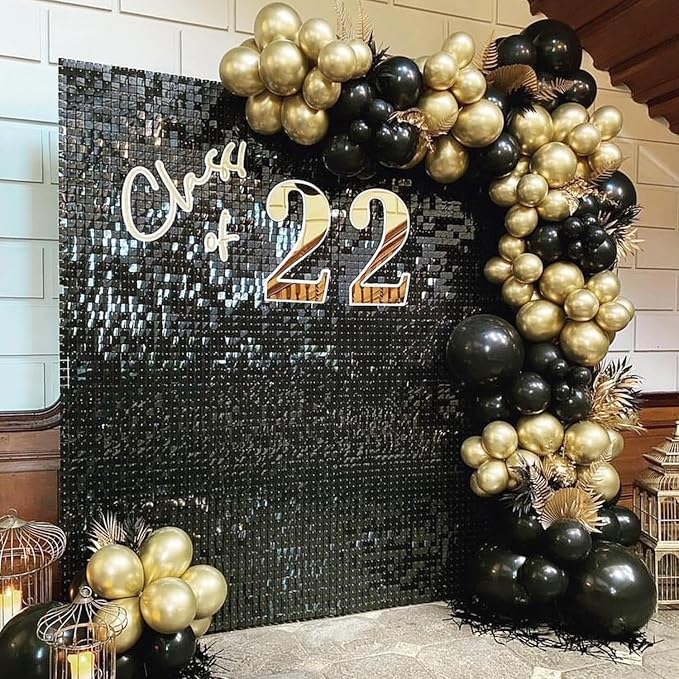 Shimmer Wall Backdrops Black Sequin Panels Backdrop 18 Panels Birthday Background Wedding Party Decoration - Image 5