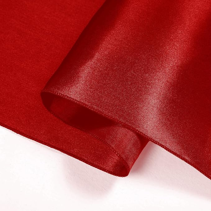 SI Pack of 5 Wedding 12 x 108 inch Satin Table Runner for Wedding, Decorations for Graduations, Engagements, Birthday Parties, Banquets, Runners fit Rectangle, Round Table - Red - Image 8