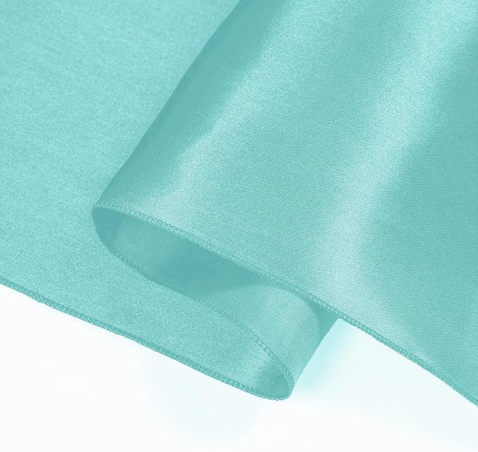 SI Pack of 5 Wedding 12 x 108 inch Satin Table Runner for Wedding, Decorations for Graduations, Engagements, Birthday Parties, Banquets, Runners fit Rectangle, Round Table - Aqua - Image 8