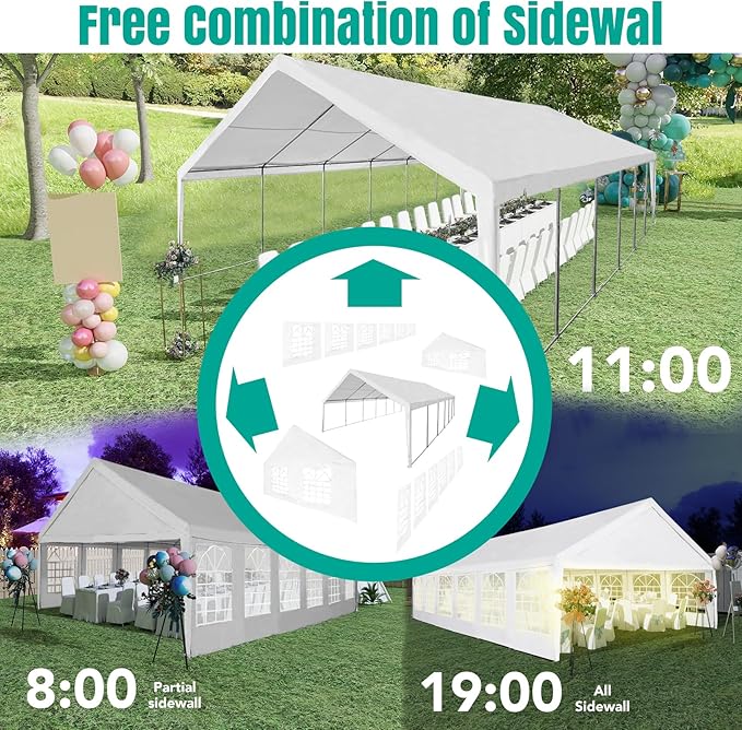 Party Tent 20X40ft Heavy Duty Large Outdoor Canopy White Event Shelter Gazebo Carport for Parties Wedding