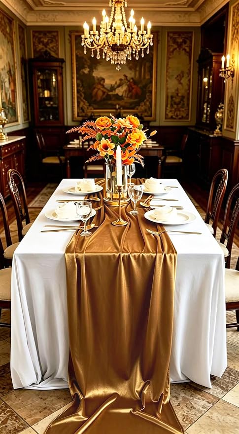 Velvet Table Runner, 10ft Luxurious Wedding Reception Decorations Soft Velvet Fabric Table Linen Overlay for Party (20 x 120 inch, Gold) - Image 6